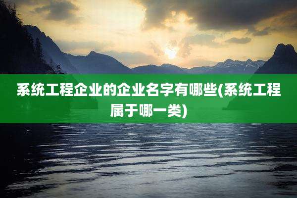 系统工程企业的企业名字有哪些(系统工程属于哪一类)