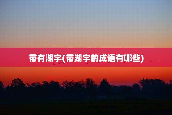 带有湖字(带湖字的成语有哪些)