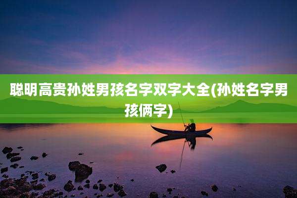 聪明高贵孙姓男孩名字双字大全(孙姓名字男孩俩字)
