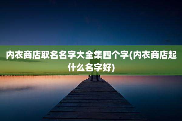 内衣商店取名名字大全集四个字(内衣商店起什么名字好)