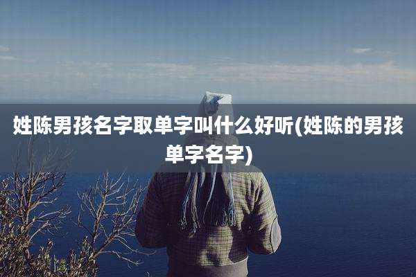 姓陈男孩名字取单字叫什么好听(姓陈的男孩单字名字)