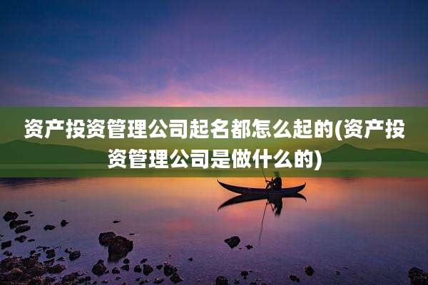 资产投资管理公司起名都怎么起的(资产投资管理公司是做什么的)