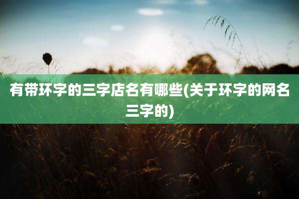 有带环字的三字店名有哪些(关于环字的网名三字的)