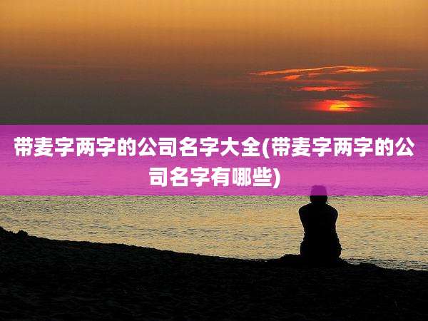 带麦字两字的公司名字大全(带麦字两字的公司名字有哪些)