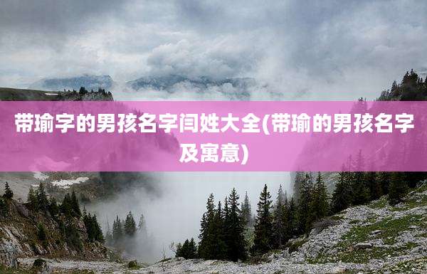 带瑜字的男孩名字闫姓大全(带瑜的男孩名字及寓意)