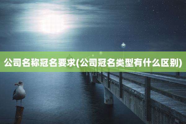 公司名称冠名要求(公司冠名类型有什么区别)