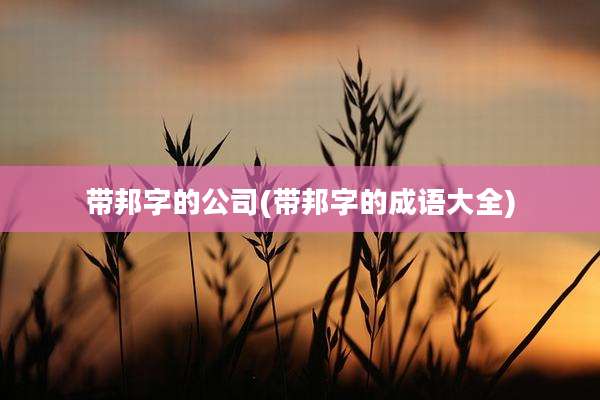 带邦字的公司(带邦字的成语大全)