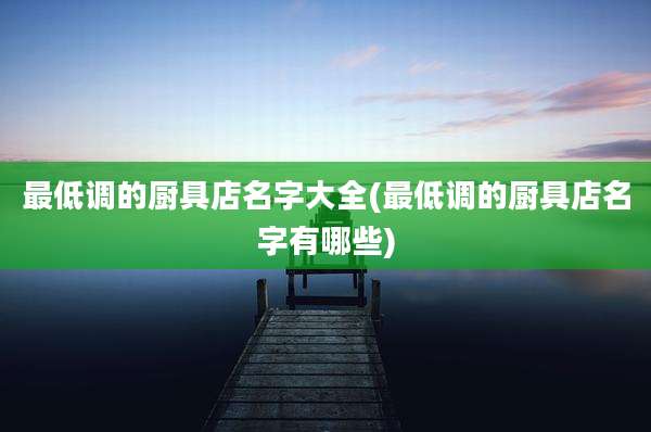 最低调的厨具店名字大全(最低调的厨具店名字有哪些)