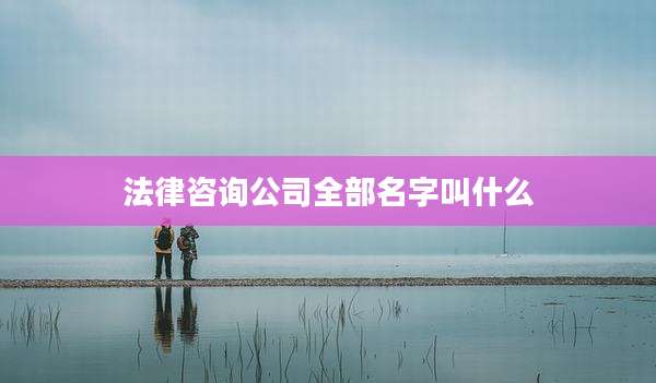 法律咨询公司全部名字叫什么