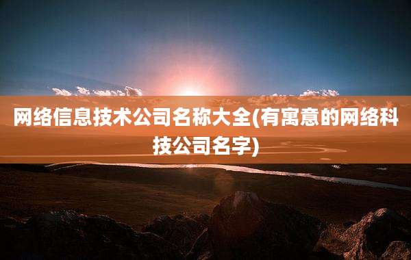 网络信息技术公司名称大全(有寓意的网络科技公司名字)