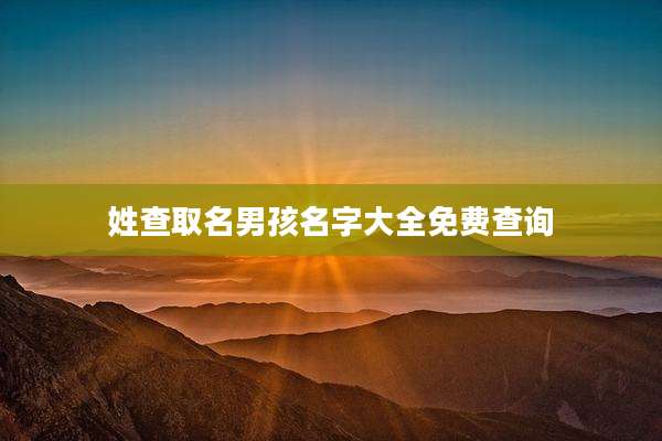 姓查取名男孩名字大全免费查询