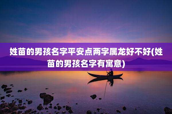 姓苗的男孩名字平安点两字属龙好不好(姓苗的男孩名字有寓意)