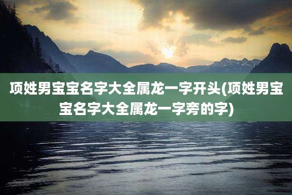 项姓男宝宝名字大全属龙一字开头(项姓男宝宝名字大全属龙一字旁的字)