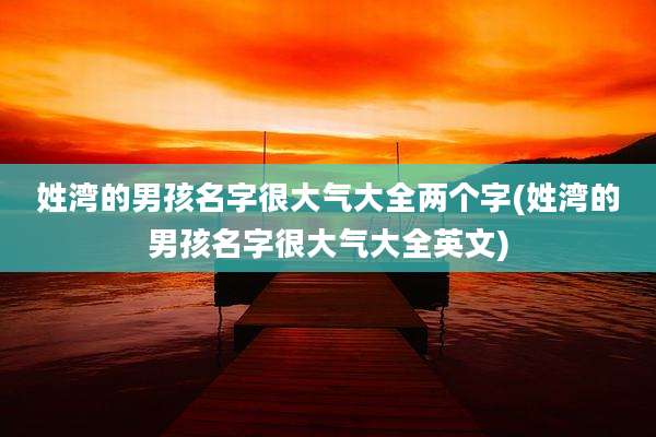 姓湾的男孩名字很大气大全两个字(姓湾的男孩名字很大气大全英文)