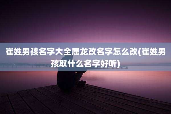 崔姓男孩名字大全属龙改名字怎么改(崔姓男孩取什么名字好听)