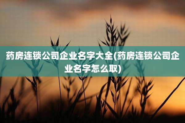 药房连锁公司企业名字大全(药房连锁公司企业名字怎么取)