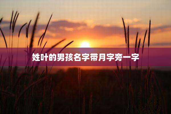 姓叶的男孩名字带月字旁一字