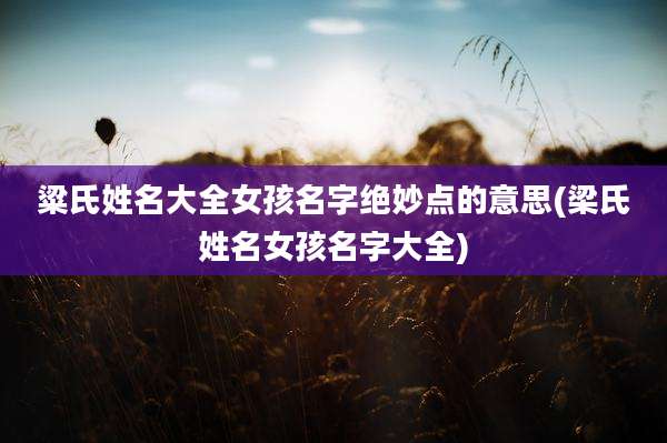 粱氏姓名大全女孩名字绝妙点的意思(梁氏姓名女孩名字大全)