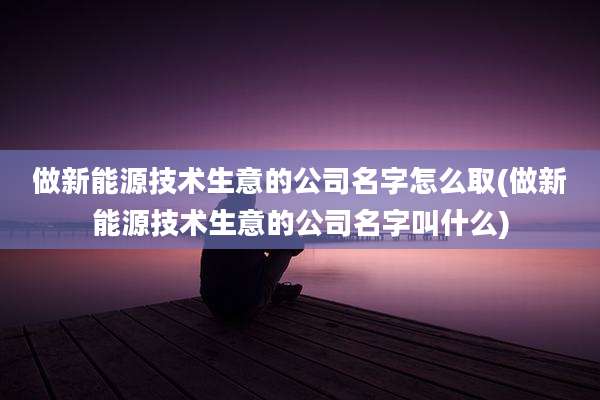 做新能源技术生意的公司名字怎么取(做新能源技术生意的公司名字叫什么)