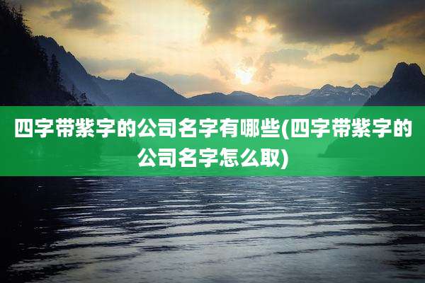 四字带紫字的公司名字有哪些(四字带紫字的公司名字怎么取)