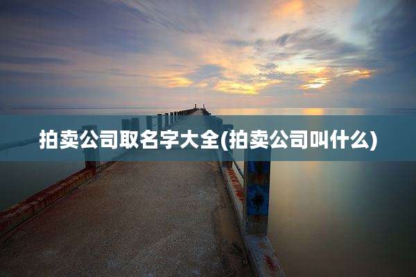 拍卖公司取名字大全(拍卖公司叫什么)