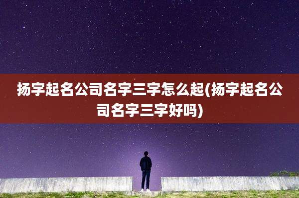 扬字起名公司名字三字怎么起(扬字起名公司名字三字好吗)