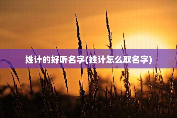 姓计的好听名字(姓计怎么取名字)