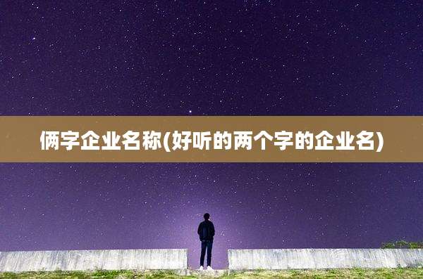 俩字企业名称(好听的两个字的企业名)