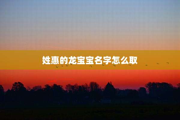 姓惠的龙宝宝名字怎么取