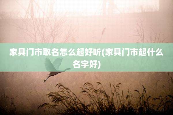 家具门市取名怎么起好听(家具门市起什么名字好)