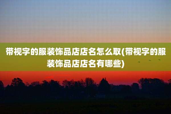 带视字的服装饰品店店名怎么取(带视字的服装饰品店店名有哪些)