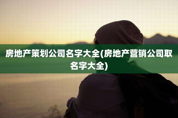 房地产策划公司名字大全(房地产营销公司取名字大全)