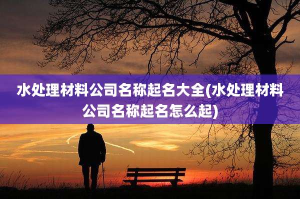 水处理材料公司名称起名大全(水处理材料公司名称起名怎么起)