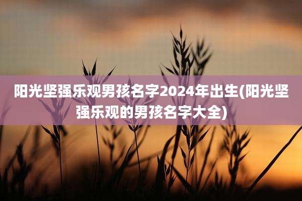 阳光坚强乐观男孩名字2024年出生(阳光坚强乐观的男孩名字大全)