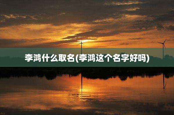 李鸿什么取名(李鸿这个名字好吗)