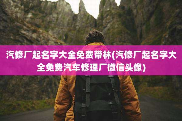 汽修厂起名字大全免费带林(汽修厂起名字大全免费汽车修理厂微信头像)