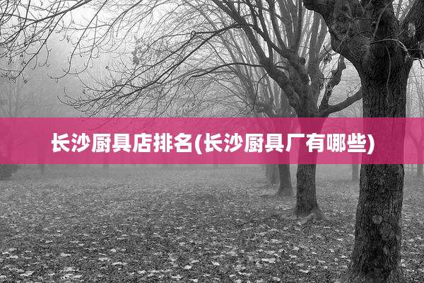 长沙厨具店排名(长沙厨具厂有哪些)