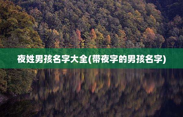 夜姓男孩名字大全(带夜字的男孩名字)