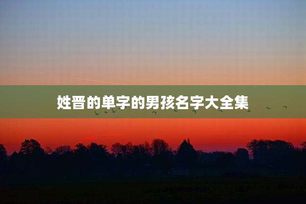 姓晋的单字的男孩名字大全集