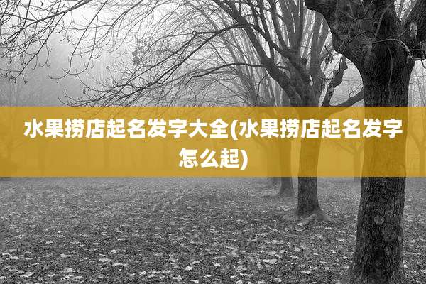 水果捞店起名发字大全(水果捞店起名发字怎么起)