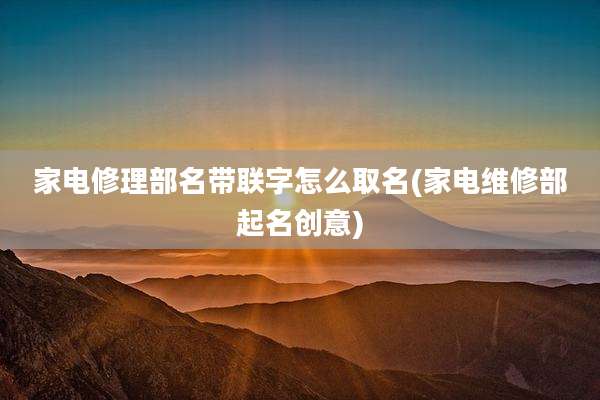 家电修理部名带联字怎么取名(家电维修部起名创意)