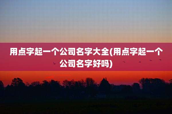 用点字起一个公司名字大全(用点字起一个公司名字好吗)