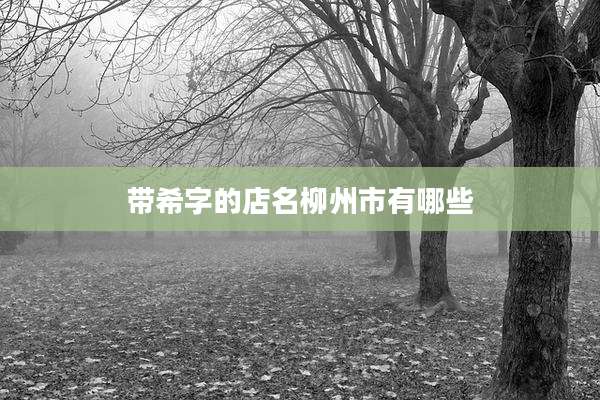 带希字的店名柳州市有哪些