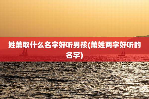 姓萧取什么名字好听男孩(萧姓两字好听的名字)
