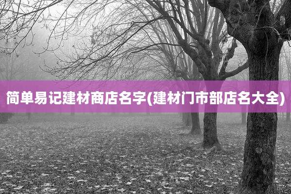 简单易记建材商店名字(建材门市部店名大全)