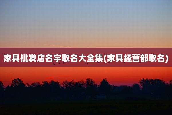 家具批发店名字取名大全集(家具经营部取名)