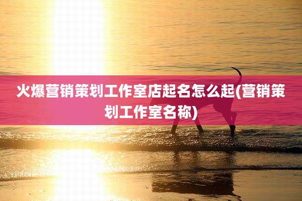 火爆营销策划工作室店起名怎么起(营销策划工作室名称)