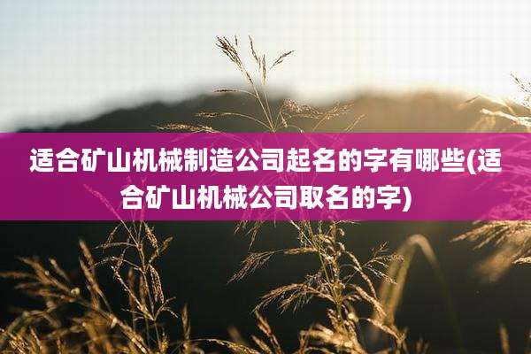 适合矿山机械制造公司起名的字有哪些(适合矿山机械公司取名的字)