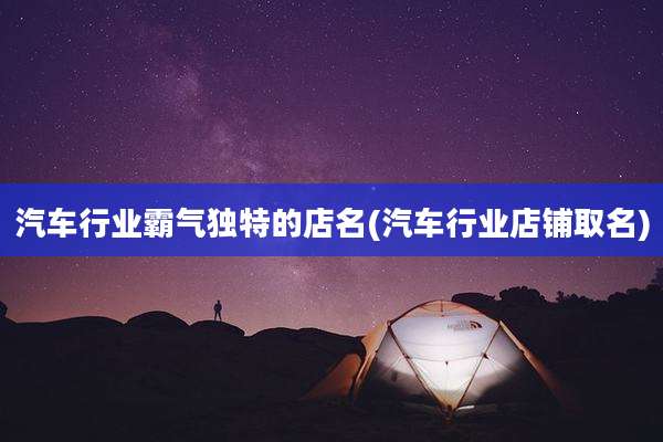 汽车行业霸气独特的店名(汽车行业店铺取名)