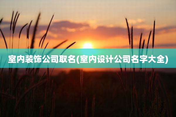 室内装饰公司取名(室内设计公司名字大全)
